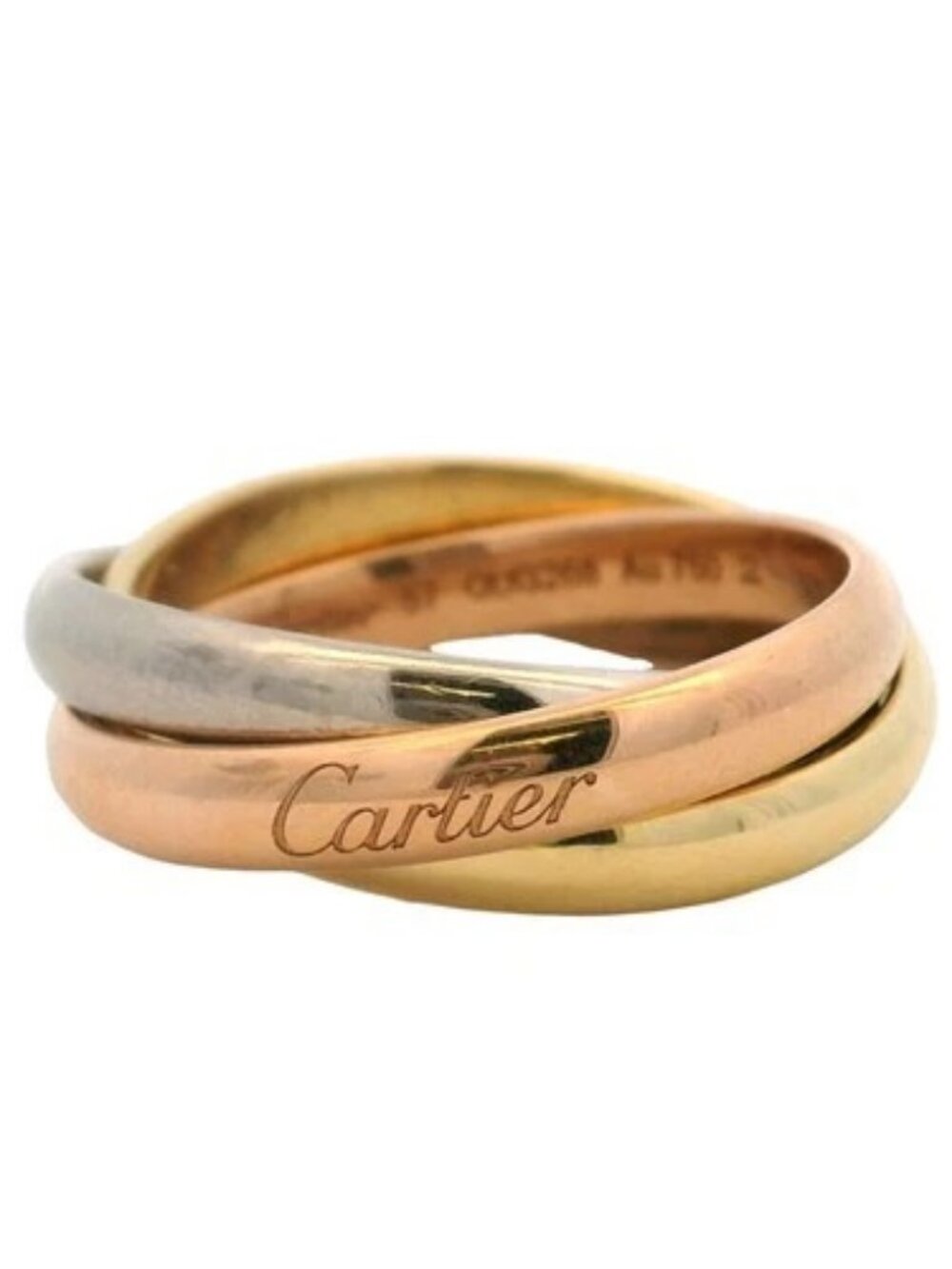 Authentic Cartier 18kt Tri-Tone Gold Small Model Trinity Rolling Ring Size 8
